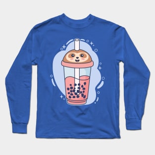 Sloth Boba Tea Cup Kawaii Bubble Tea Lover Long Sleeve T-Shirt